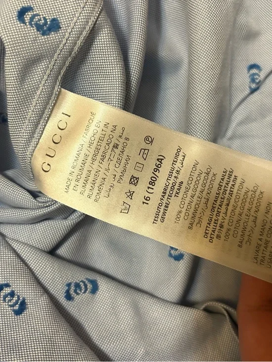Gucci Light Blue Dress Shirt with White Contrast Collar - Picture 4 of 7